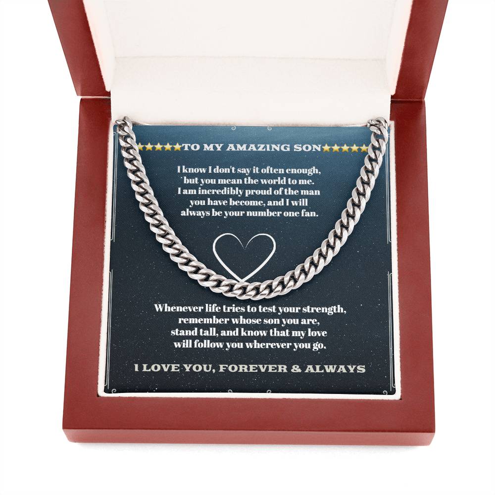 Mom to Son Sensa Sentiments Cuban Link Chain