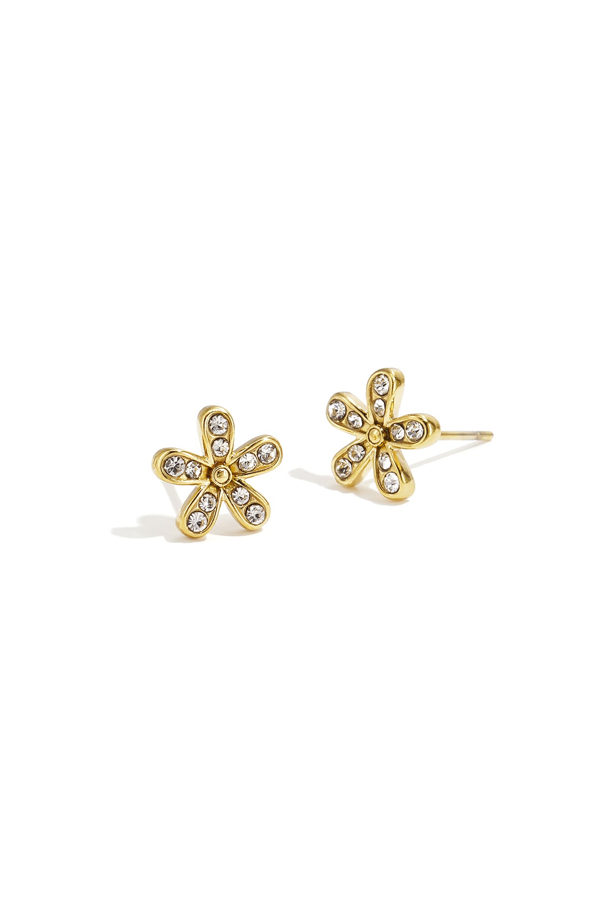 Sensa Grid Rhinestone Flower Stud Earrings