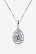 Sensa Moderna 1 Carat Moissanite 925 Sterling Silver Teardrop Pendant Necklace