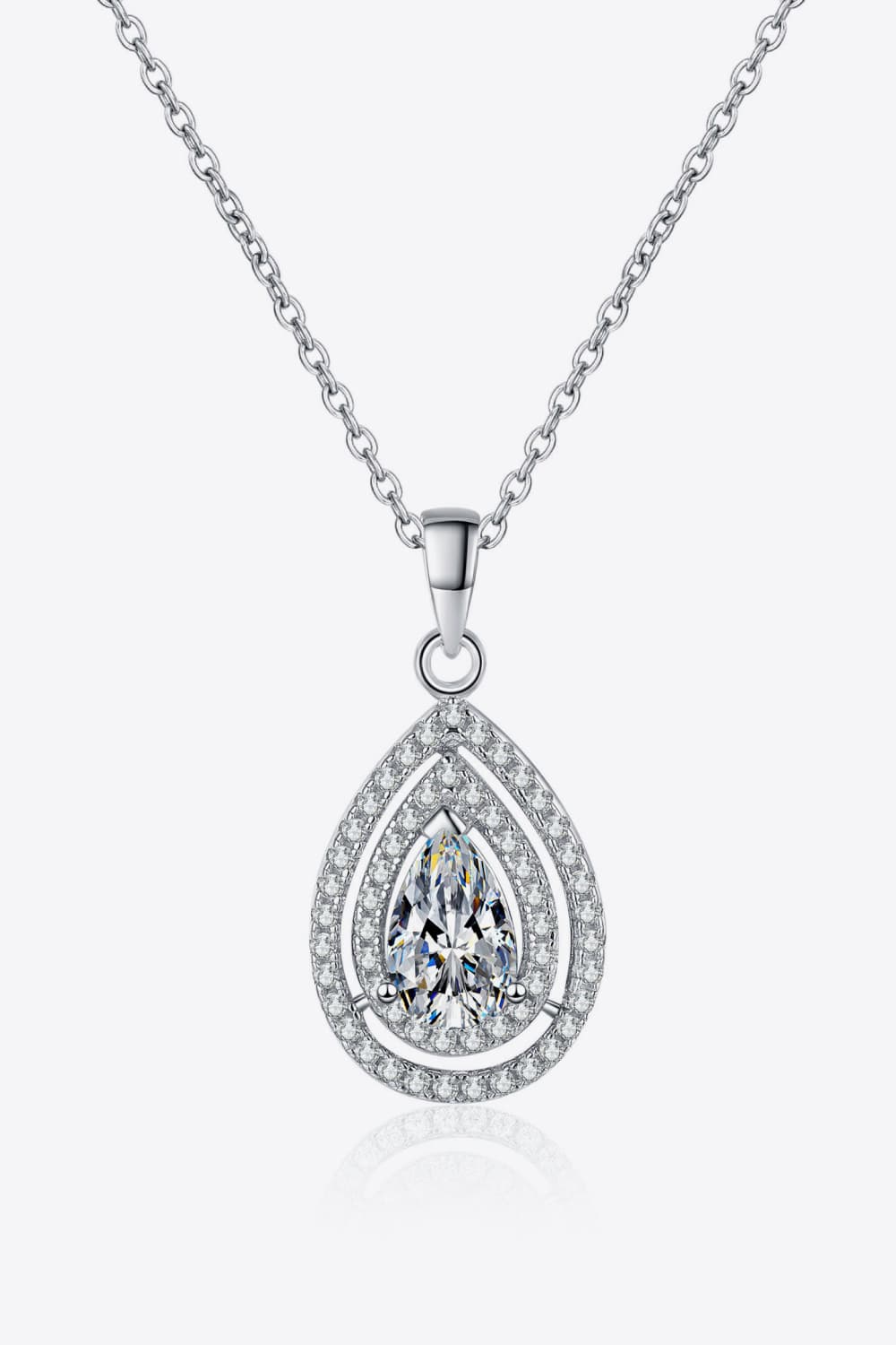 Sensa Moderna 1 Carat Moissanite 925 Sterling Silver Teardrop Pendant Necklace