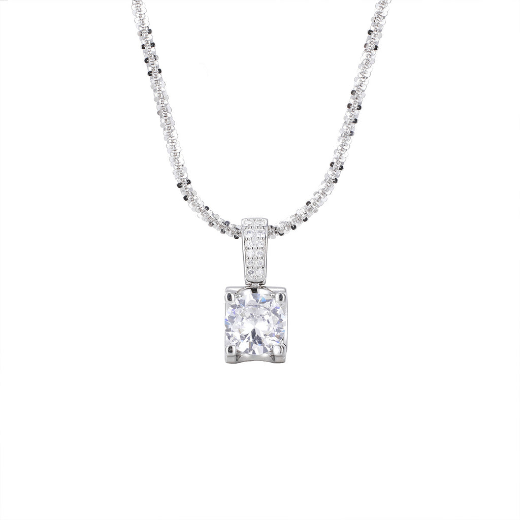 Sensa Moderna Zircon 925 Sterling Silver Sphere Pendant Necklace