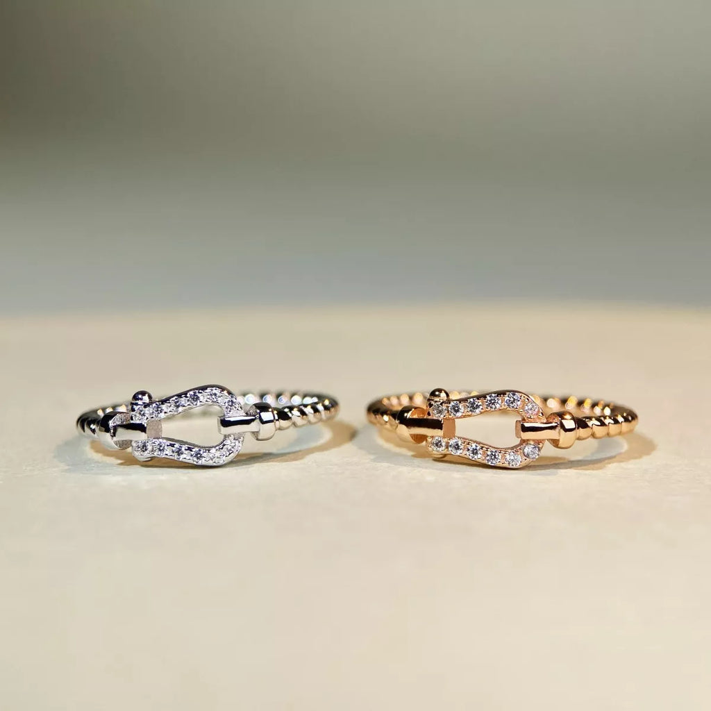 Sensa Grid Zircon 925 Sterling Silver Horseshoe Shaped Ring