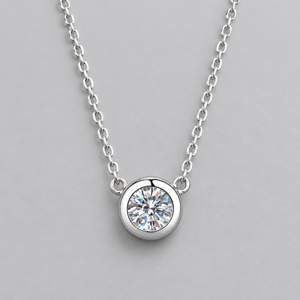 Bezel Solitaire Moissanite - Gray