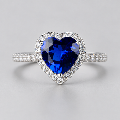 Blue Heart Ring - Gray