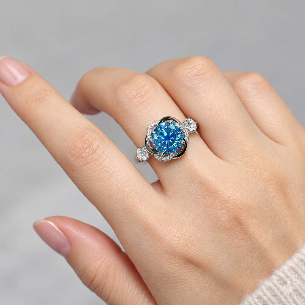 Blue Swirl Ring - Hand