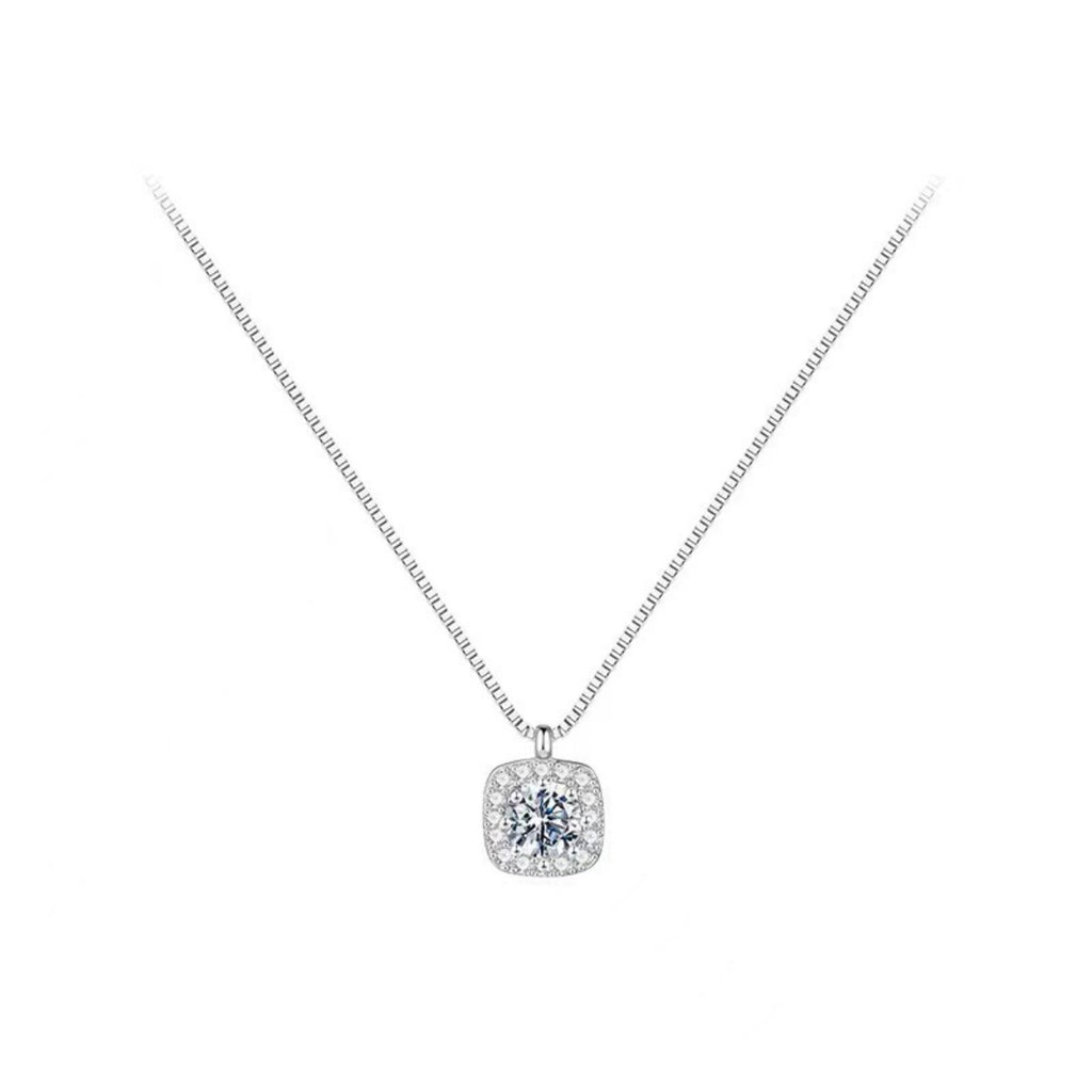 Sensa Moderna Zircon 925 Sterling Silver Square Pendant Necklace