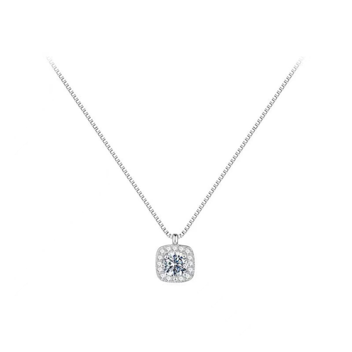 Sensa Moderna Zircon 925 Sterling Silver Square Pendant Necklace