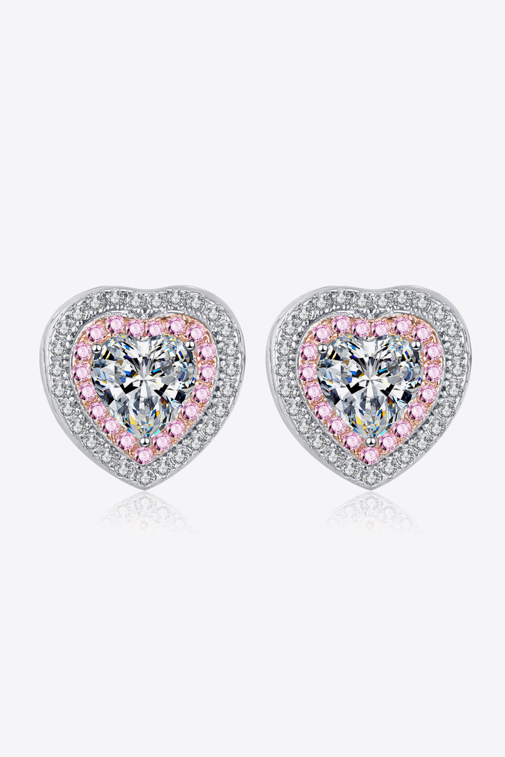 Lumina Heart 1 Carat Moissanite 925 Sterling Silver Heart Stud Earrings