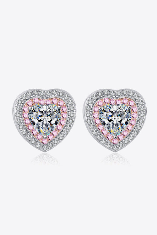 Lumina Heart 1 Carat Moissanite 925 Sterling Silver Heart Stud Earrings