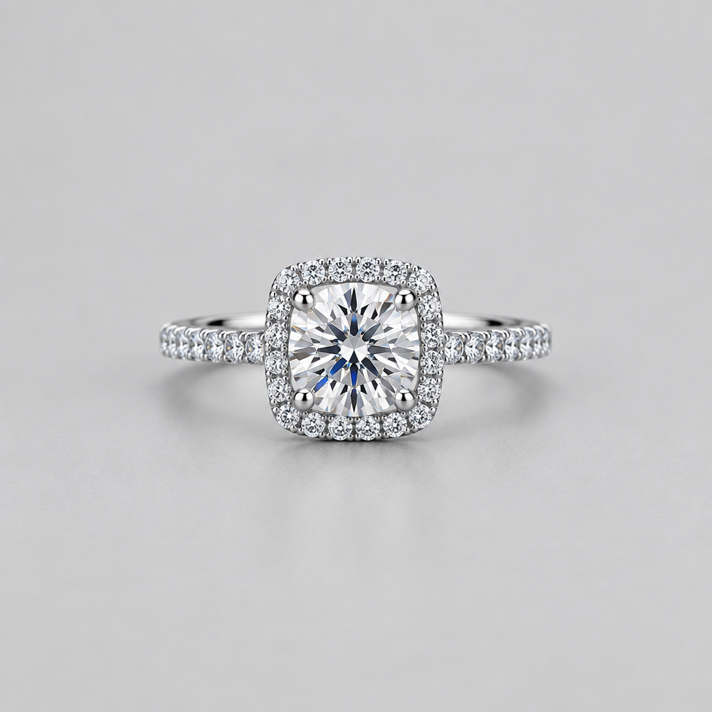 Cushion Halo Ring 1ct - Gray