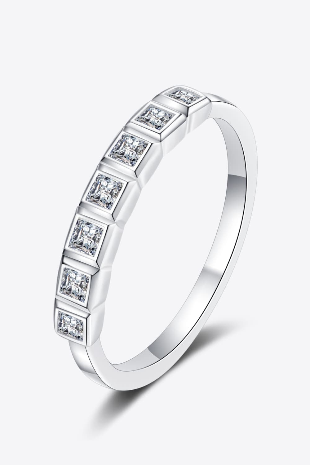 Sensa Moderna 0.56 Carat Moissanite 925 Sterling Silver Princess Half-Eternity Ring