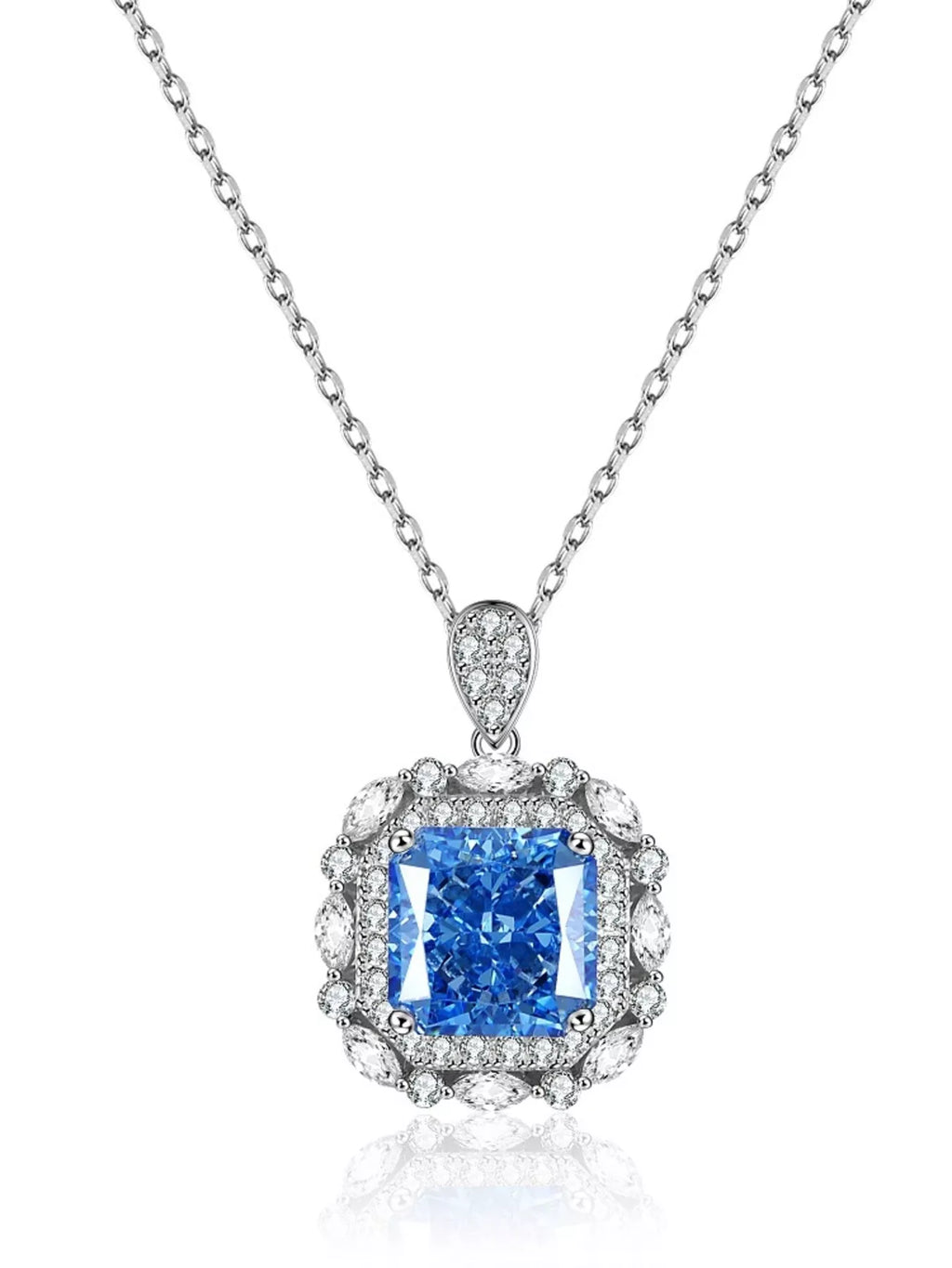 Sensa Moderna Zircon 925 Sterling Silver Geometric Pendant Necklace