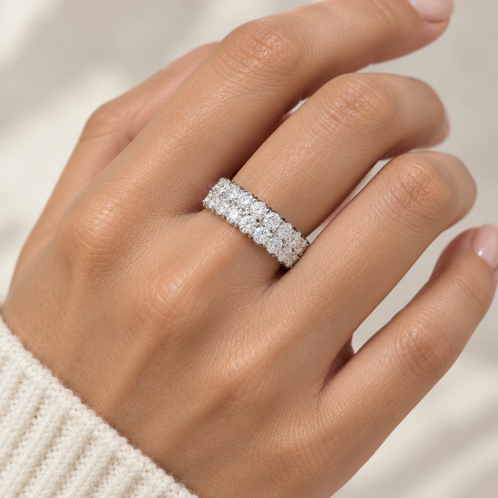Double Row Eternity Band - Hand