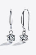 Sensa Moderna 2 Carat Moissanite 925 Sterling Silver Six-Prong Solitaire Drop Earrings