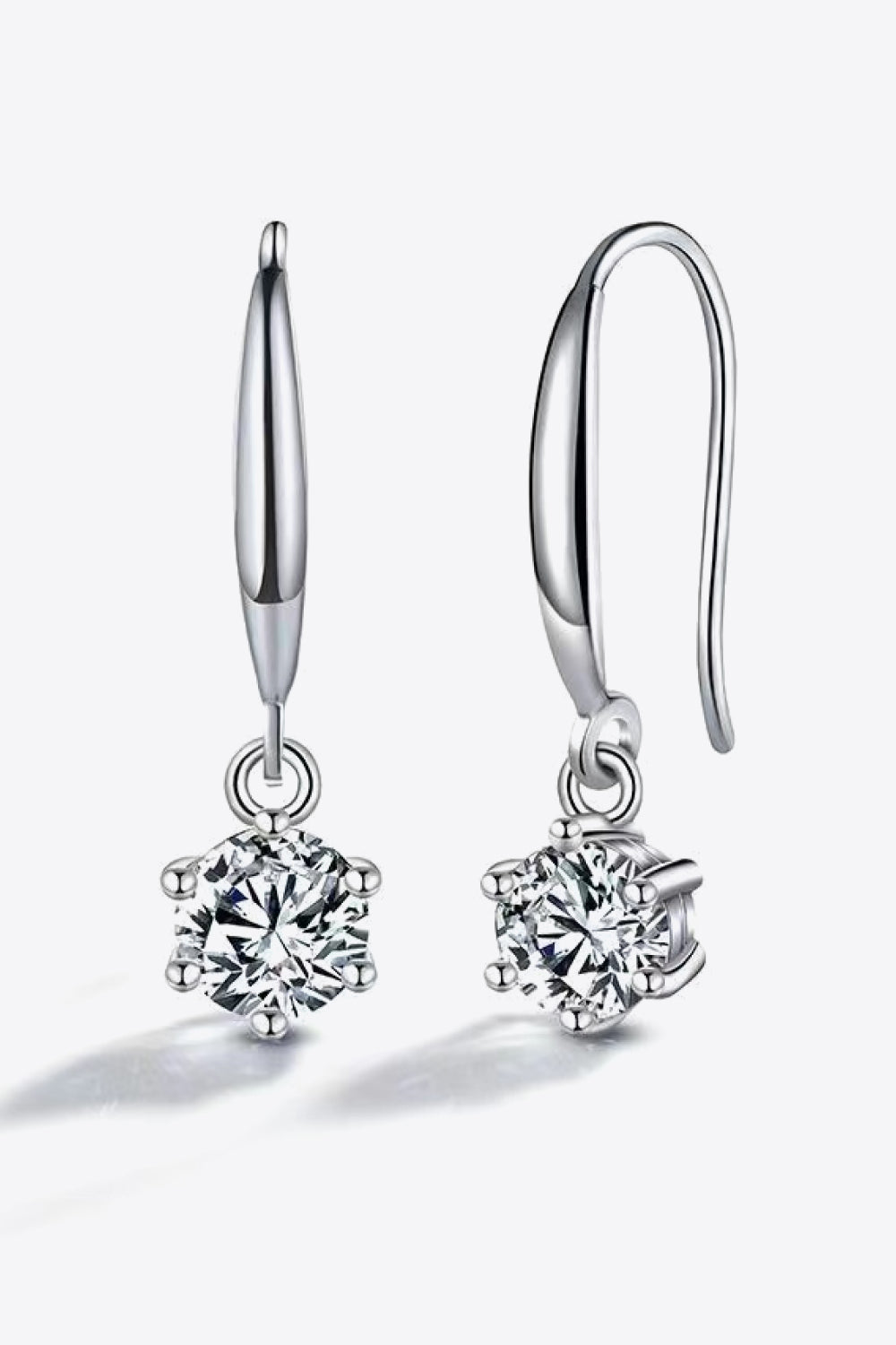 Sensa Moderna 2 Carat Moissanite 925 Sterling Silver Six-Prong Solitaire Drop Earrings