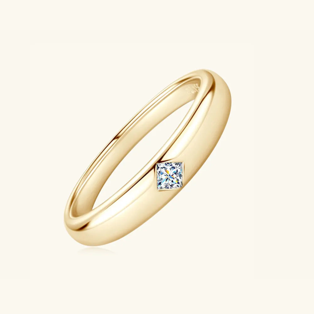 Sensa Moderna 0.2 Carat Baguette Moissanite 18K Gold-Plated 925 Sterling Silver Band Ring