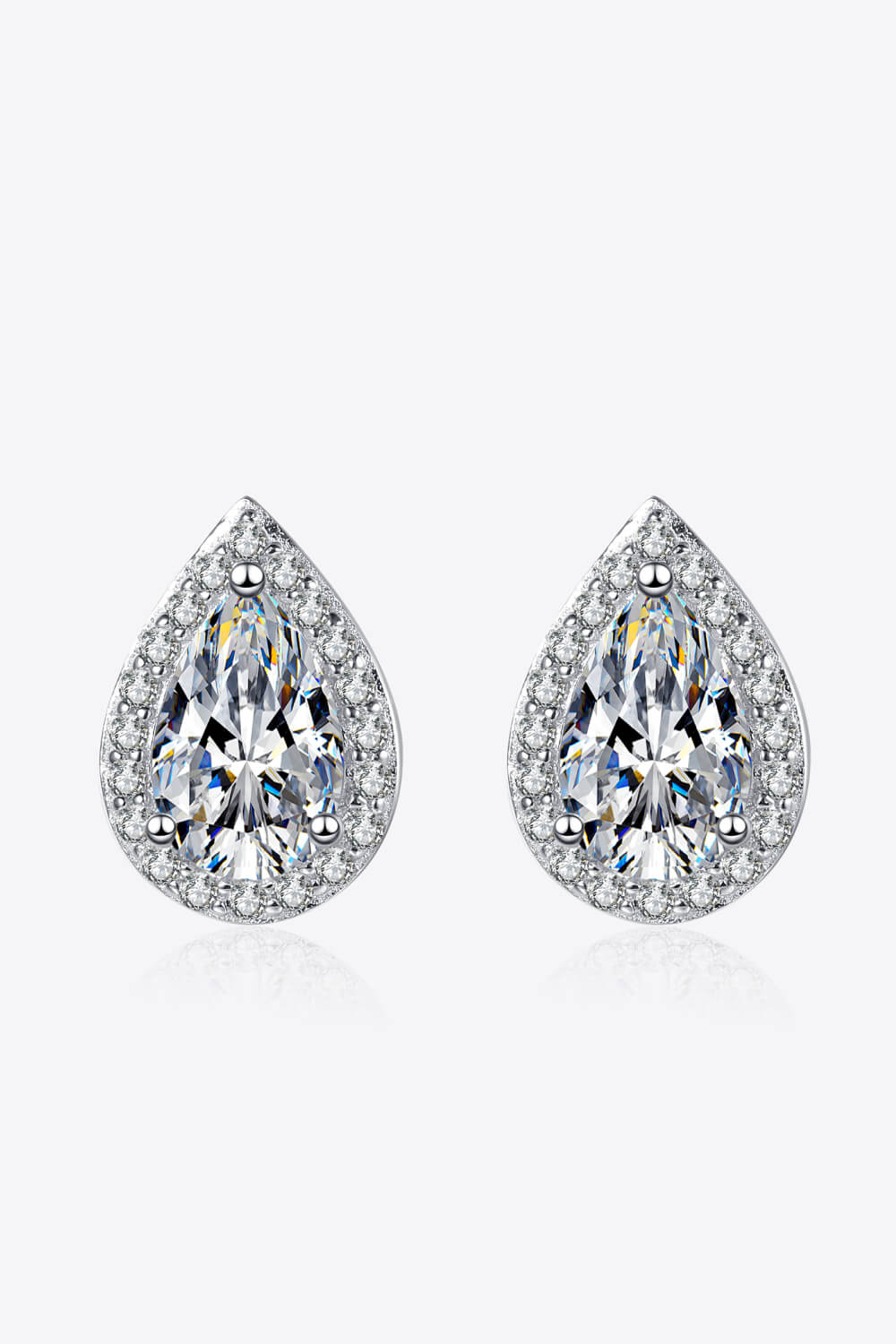 Sensa Moderna 2 Carat Moissanite 925 Sterling Silver Teardrop Stud Earrings