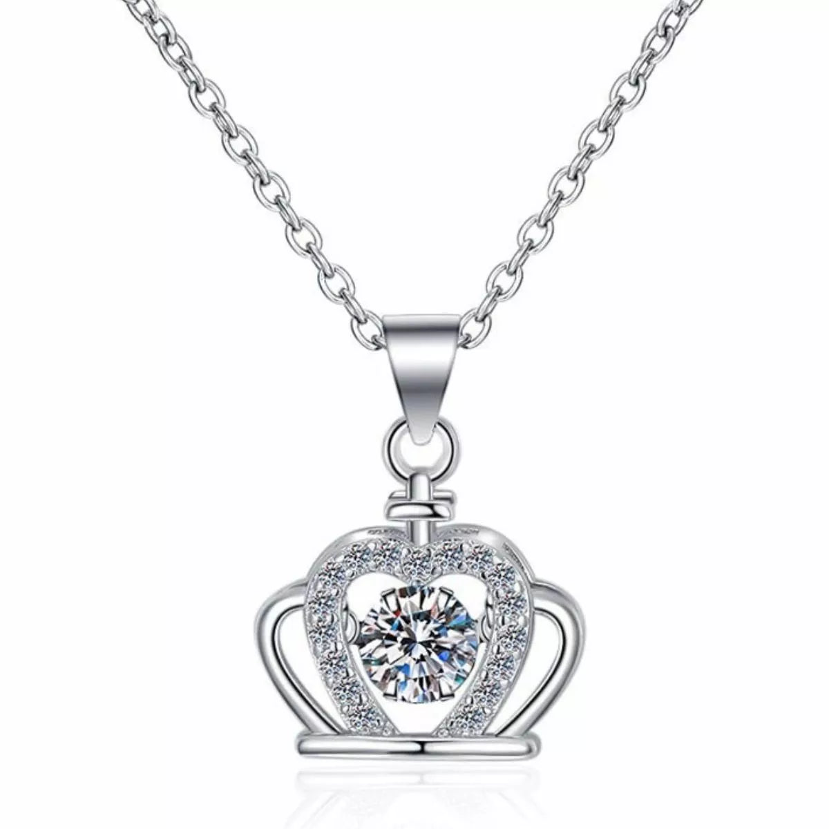 Sensa Moderna Zircon 925 Sterling Silver Crown Pendant Necklace