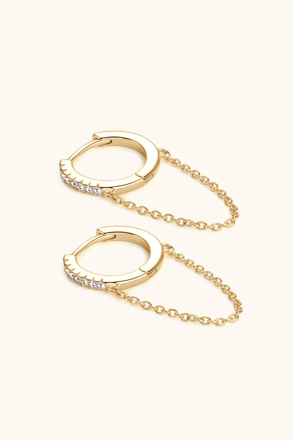 Sensa Moderna 0.11 Carat Moissanite 925 Sterling Silver Huggie Chain Earrings