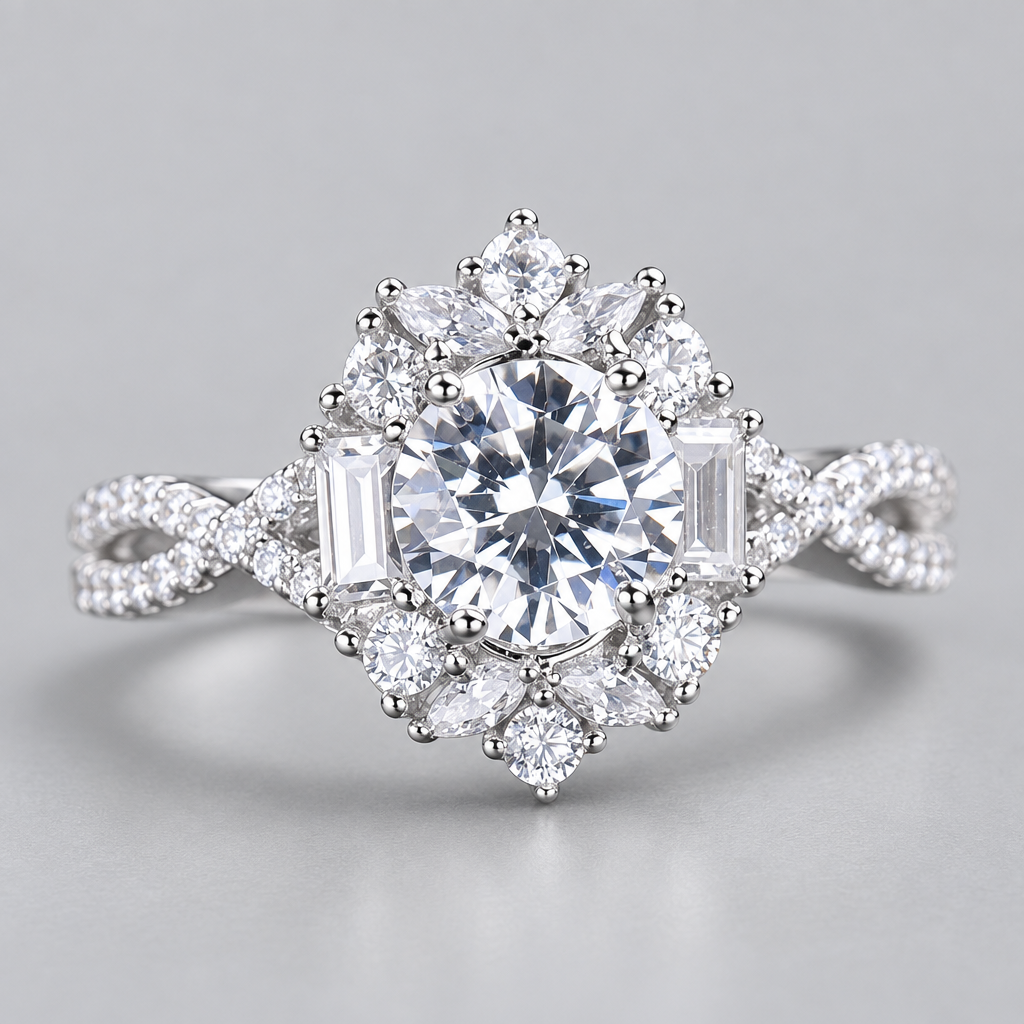 Floral Halo Ring - Gray