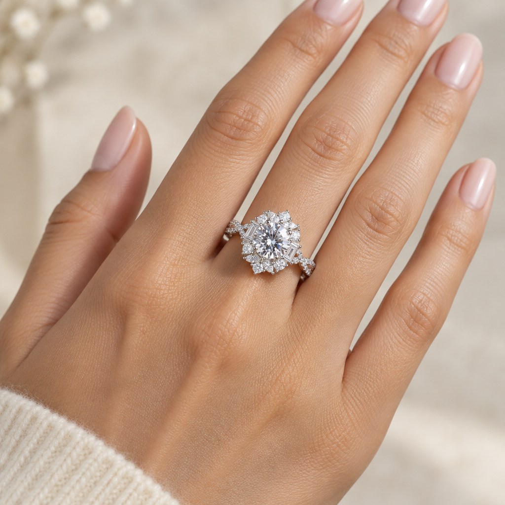 Floral Halo Ring - Hand v2