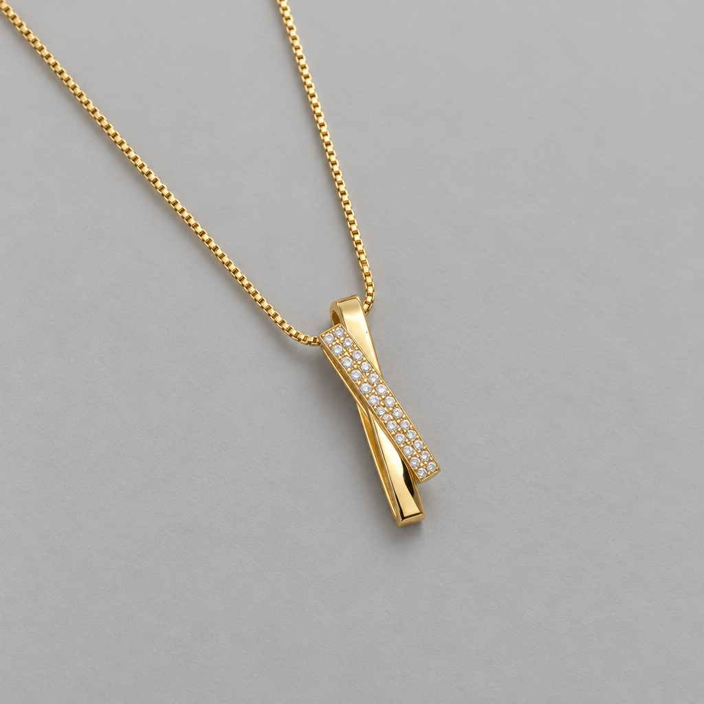 Gold Twist Pendant - Gray