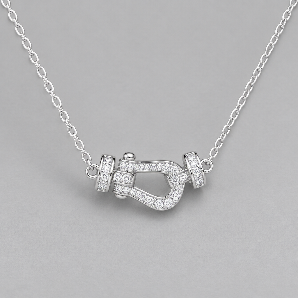 Horseshoe Buckle Necklace - Gray