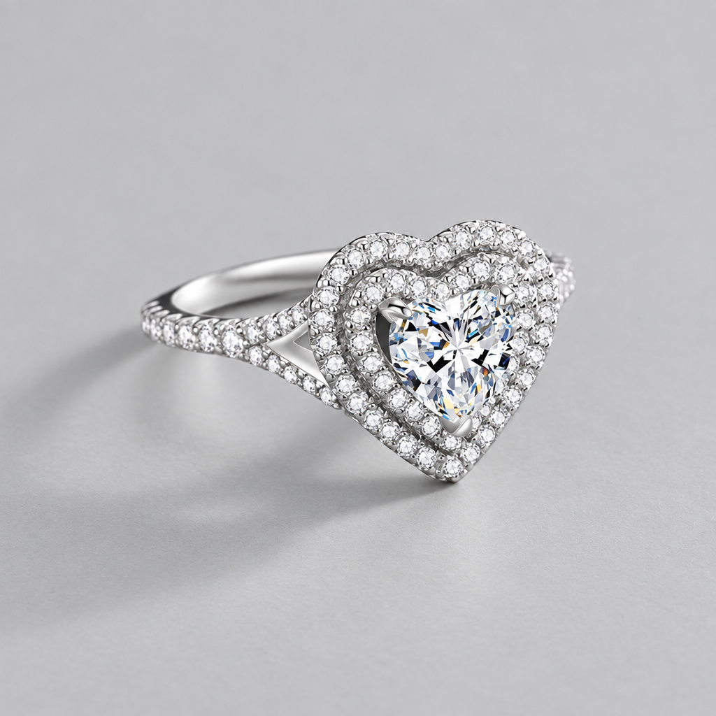 Lumina Heart 1 Carat Moissanite 925 Sterling Silver Beloved Ring