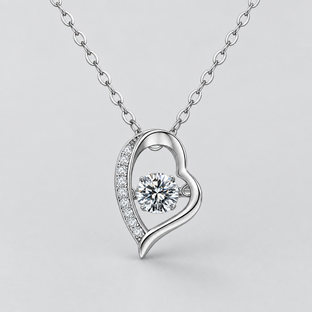 Lumina Heart 0.5 Carat Moissanite 925 Sterling Silver Mon Amour Pendant Necklace