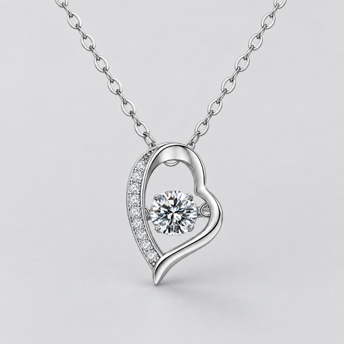 Lumina Heart 0.5 Carat Moissanite 925 Sterling Silver Mon Amour Pendant Necklace