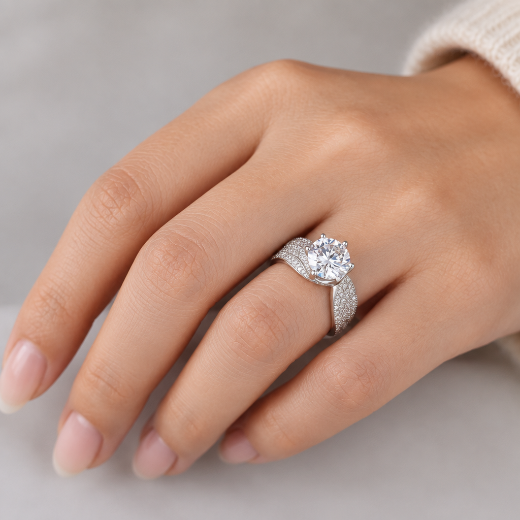 Pavé Wing Ring - Neutral Background