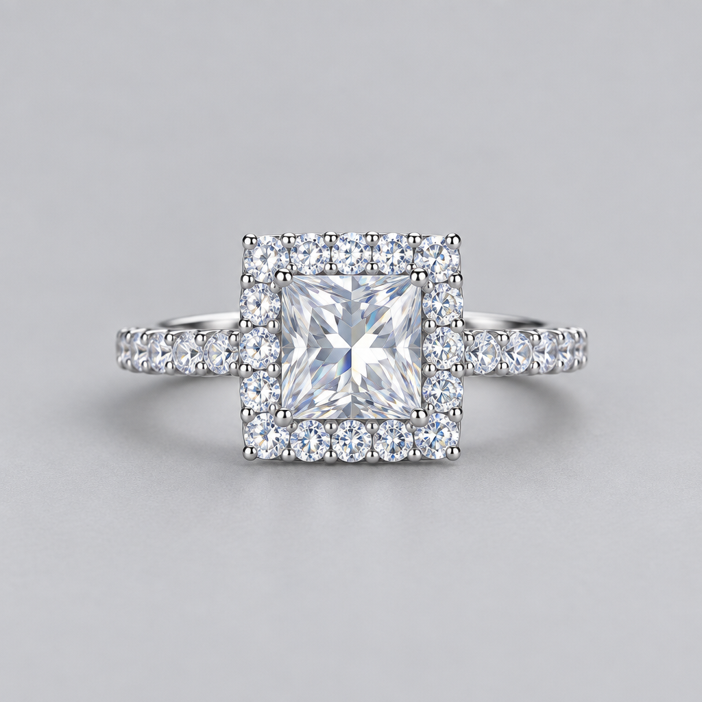 Princess Halo Pavé Ring - Gray