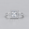 Sensa Moderna 1 Carat Moissanite 925 Sterling Silver Princess Halo Pavé Ring