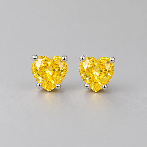Lumina Heart 2 Carat Yellow Moissanite 925 Sterling Silver Cupid Earrings