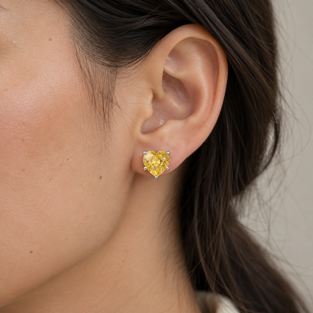 Yellow Earrings - Model
